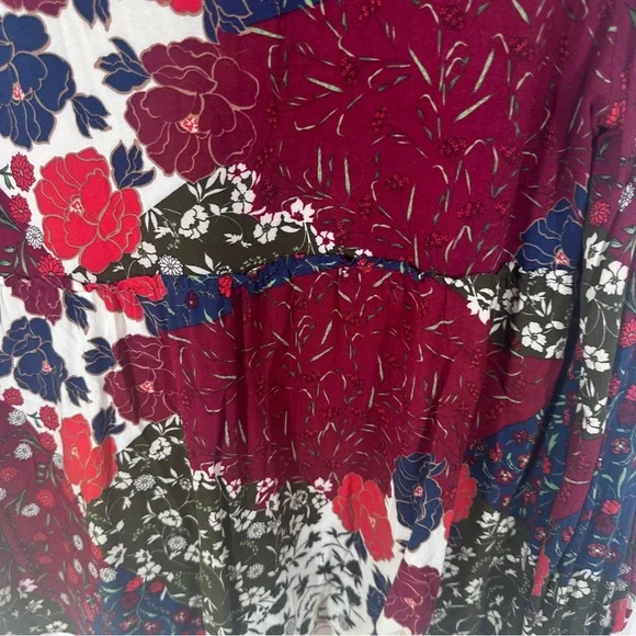Zara Floral Patchwork V-Neck Babydoll Top Size Large V Neck - Picture 6 of 6
